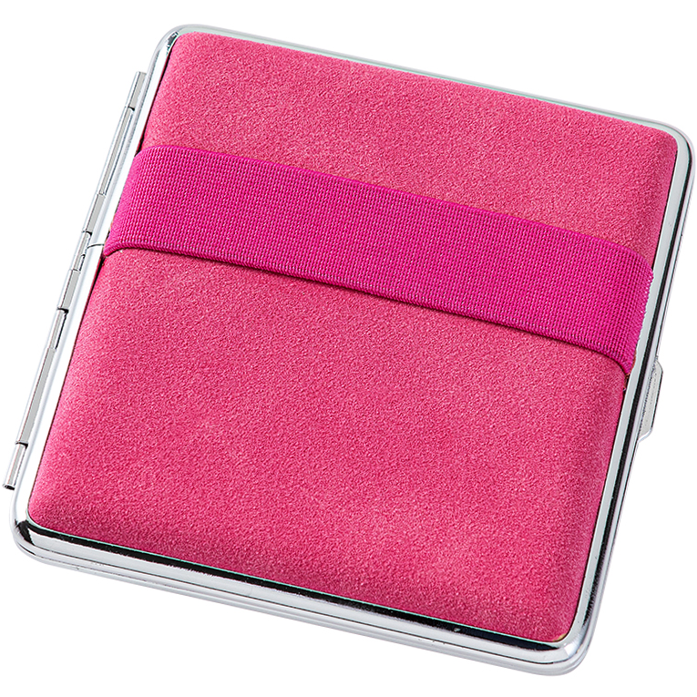 angelo sigaretten cigarette case doosje etui houder metaal metal rubber rubberen band pink roze standaard normale 806660