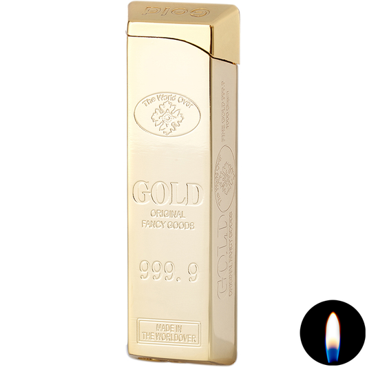 the lighter company nl eurojet gold bar soft regular piezo normale flame vlam lighter aansteker goud gift box 