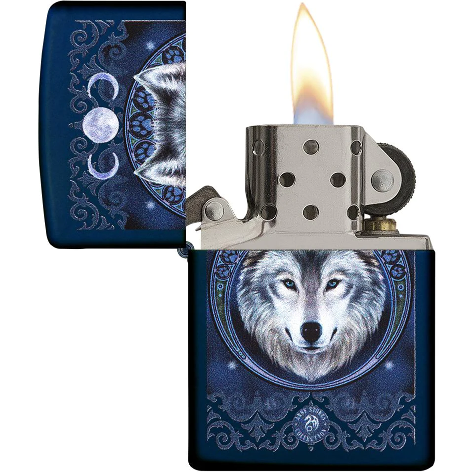 Zippo Anne Stokes Wolf Wolves Moon Maan Matte Blue Windproof Classic Fantasy Aansteker Lighter Origineel Genuine