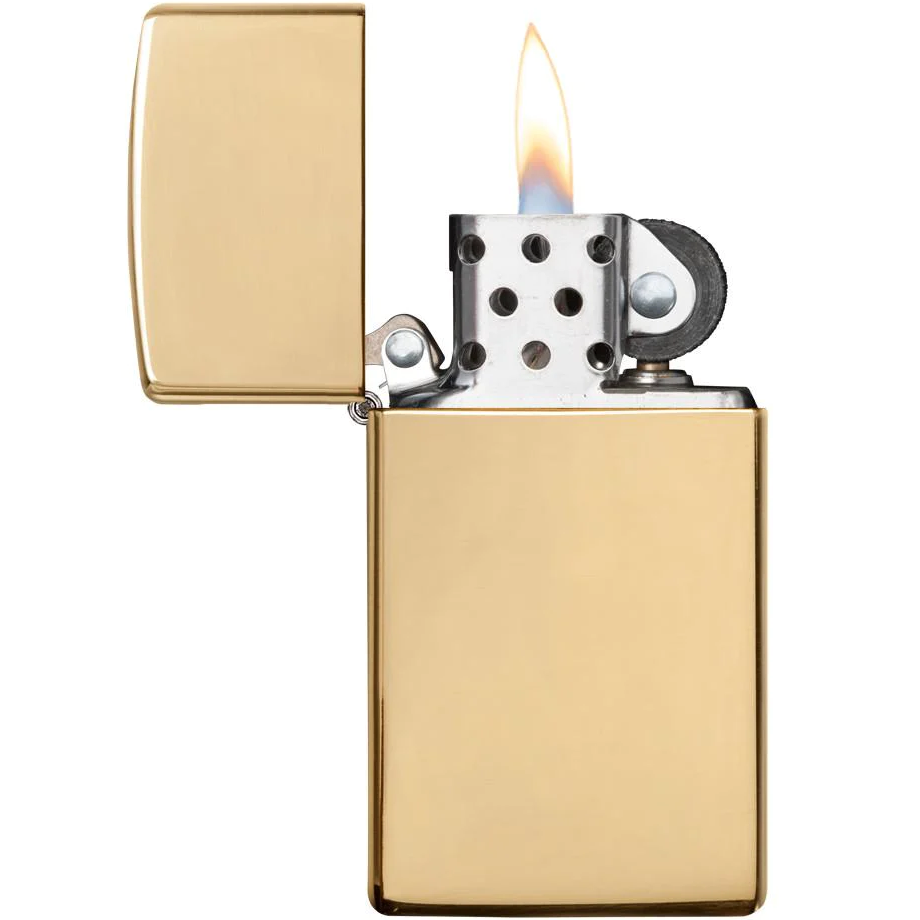 Zippo Brass Goud Gouden Gold High Polished Polish Hoogglans Slim Small Kleine Case Windproof Classic Lighter Aansteker