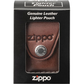zippo orignineel pouch pouches hoesje etui tasje hoes genuine leather leder lederen echt bruin brown met with clip box