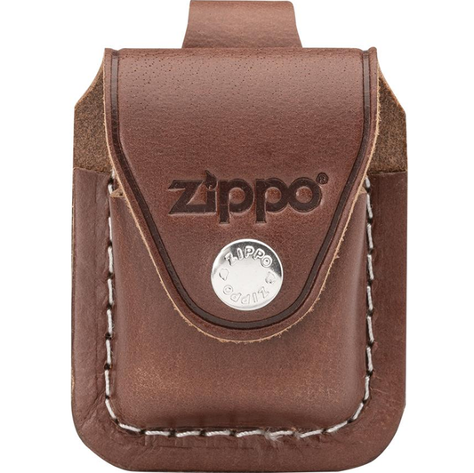 zippo orignineel pouch pouches hoesje etui tasje hoes genuine leather leder lederen echt brown bruin met with loop lus box
