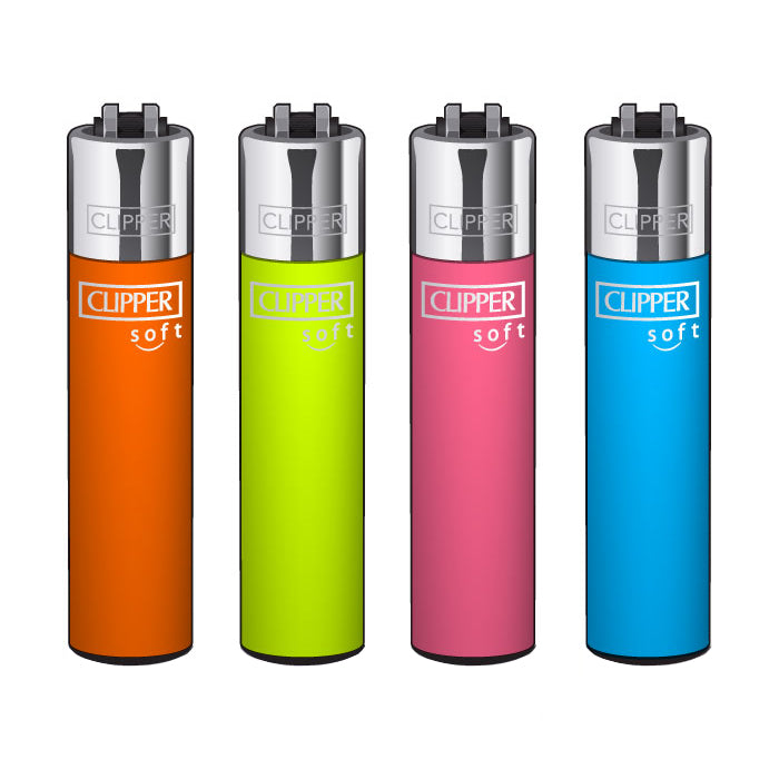 Clipper Classic Large "Soft Touch Fluo" Aanstekers (4 Stuks)