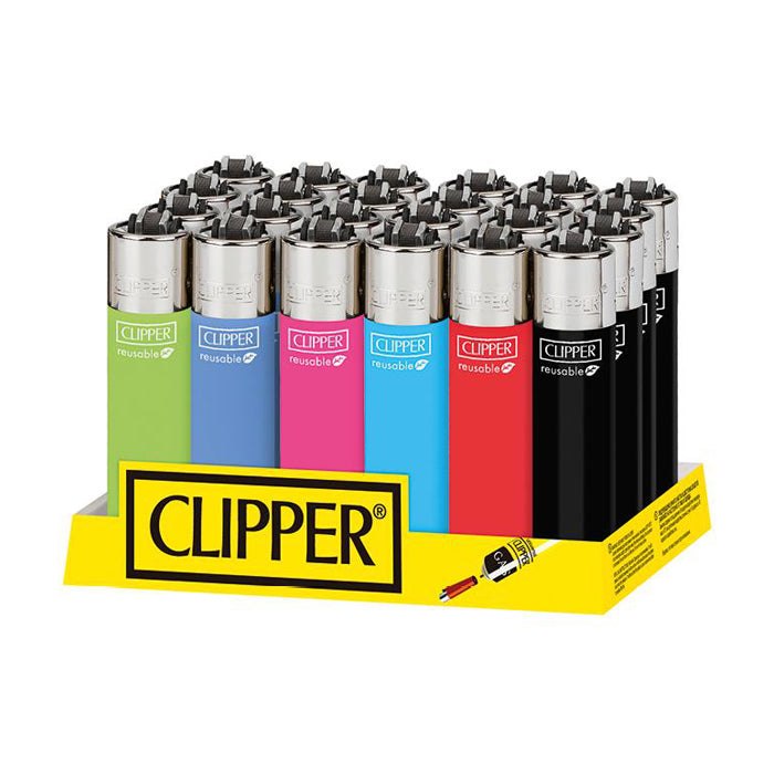 Clipper Classic Large "Solid Branded Colors" Aanstekers (Display á 24 Stuks)