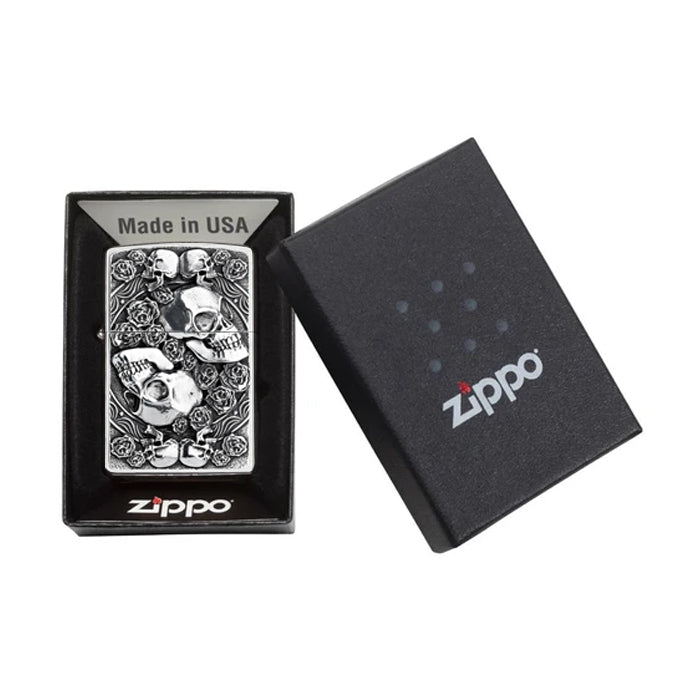 Zippo Skull And Roses 3D Emblem Aansteker